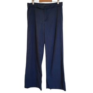 Banana Republic Linen Slub Wide Leg Tapestry Navy Blue Pant Sz 4 Coastal Beachy